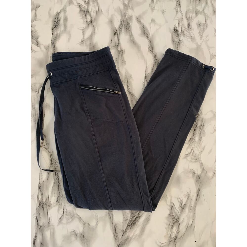 Athleta Navy Supplex Jogger Pants Zip Pocket Drawstring Hem Size Medium